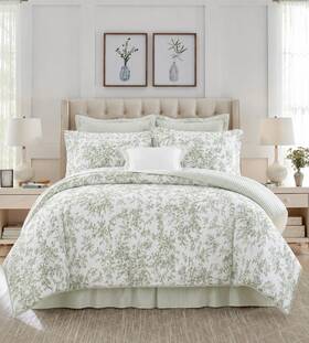 Laura Ashley 199165078822 Bedford Green King Comforter Set Floral Shabby Chic