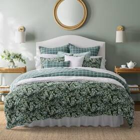 Laura Ashley 313101576573 Bramble Floral 7-piece Green Cotton Full/queen Comforter Bonus Set