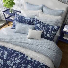 88096107 Laura Ashley 5pc Twin Branch Toile 100% Cotton Duvet Cover Bonus Set