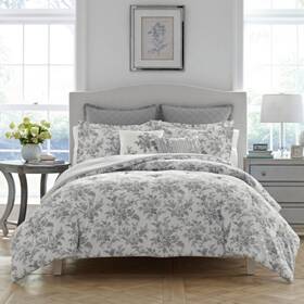 Laura Ashley 883893538528 Home - Queen Comforter Set Reversible Cotton Bedding Includes Matching Sham