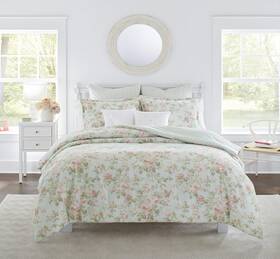 Laura Ashley 883893657571 Home - Queen Comforter Set Reversible Cotton Bedding Includes Matching Sham