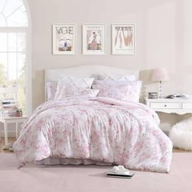 Laura Ashley 883893823327 Ashley- Queen Comforter Set Reversible Cotton Bedding With Matching Sh