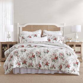 Laura Ashley 883893837195 Queen Comforter Set Reversible Brushed Cotton Flannel Bedding With Match Inch
