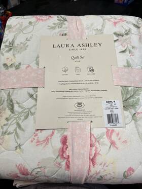 Laura Ashley 883893861572 Home Shabby Chic Pink Reversible Floral 2 Pc King Quilt Set