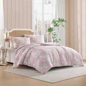 Laura Ashley 883893969551 King Size Comforter Set Heather Garden Pink
