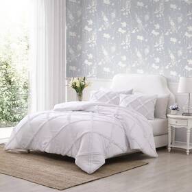 88811488 Laura Ashley Comforter Set Solid White Ruffled Texture Twinxl