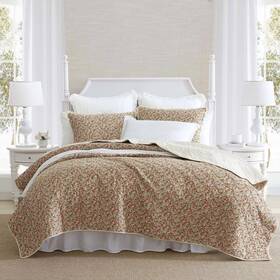 89292039 Laura Ashley 3pc Full/queen Loveston 100% Cotton Quilt Bedding Set Red