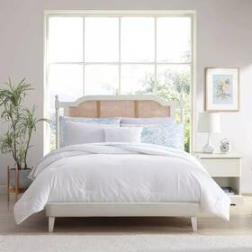 91844858 Laura Ashley 8pc Queen Margaret Microfiber Comforter Set White