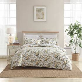 93533740 Laura Ashley Full/queen Roses Duvet Cover Set Gold
