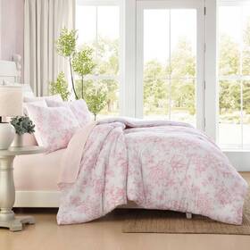 94634013 Laura Ashley Delphine Pink Full/queen Comforter Sham Set