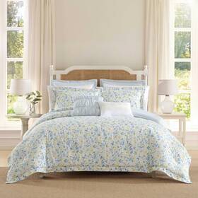 Ushs8k1104456 Laura Ashley Queen Comforter Set Soft Cotton Blend Bedding With Medium Weight Feel Rev