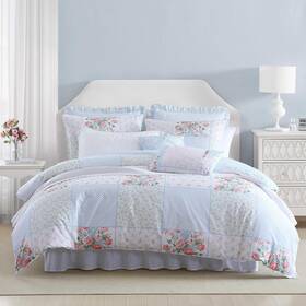 Ushs8k1291725 Laura Ashley - Twin Comforter Set Cotton Bedding With Matching Sham And Bonus