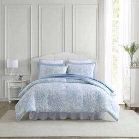 Ushsa51252396 Laura Ashley Bedford 2-piece Blue Cotton Twin Comforter Set