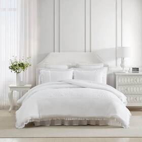 Ushsa51254497 Laura Ashley Eyelet Ruffle 2-piece White Microfiber Twin Comforter Set