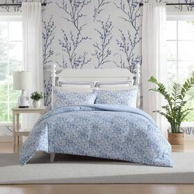 Laura Ashley Ushsa51311496 Full/queen Comforter Set Soft Cotton Bedding With Matching Shams Floral Home D