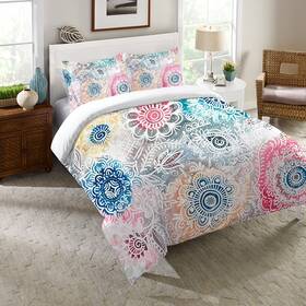 Laural Home 810054564690 Floral Sketch Twin Comforter White