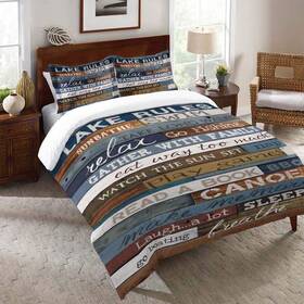 Laural Home 816829023560 Lake Rules Comforter Brown Blue King