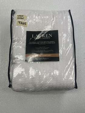 Lauren Ralph 025695890118 Classic Cotton Bed Blanket Bronze Comfort 108x90 White Preowned
