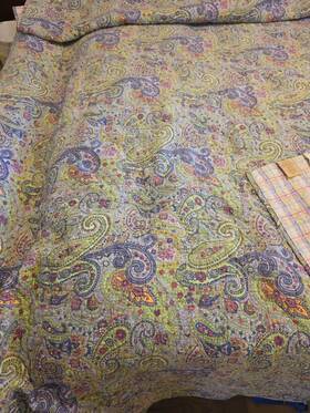600510674 Lauren Ralph King Comforter 108x90 Paisley Reversible Cotton Quilt Euc