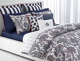 Lauren Ralph 886087399257 Carter Coral Scrolls 3pc Queen Comforter Set Navy