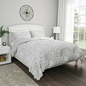 66-c007fq Lavish Home Full Queen King Roses Comforter Set 2 Shams Floral Print Down Alternative