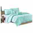 Ldcfq59491-ff Full Queen Comforter Set W Geometric Light Teal Squares Polyester Feminine