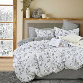 Lemiroe B0fhbctr6z Floral Cotton Comforter Twin Size - Light Grey Printed