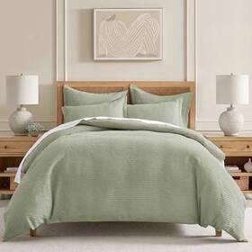 Levtex Home 190945189738 Cloud Waffle Cream King Comforter Set Sage -light Green 106 X 94