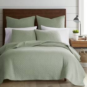 88378852 Levtex Home Cross Stitch Desert Sage King Quilt Set-