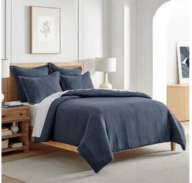 92062308 Levtex Home Reede Muslin Navy King Comforter Set And Two Pillow Cases 106x94