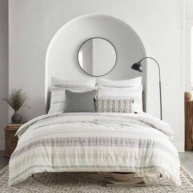 L19131kcs Levtex Home Pickford 3-piece Grey Taupe Cream Stripe Geometric Cotton King