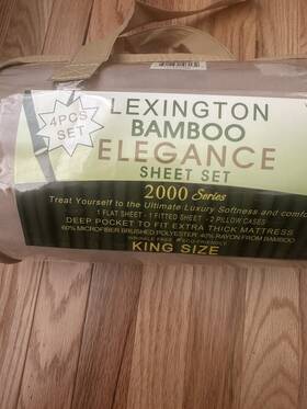 Lexington Bamboo 841739103095 Elegance 4 Piece Sheet Set 2000 Series Size King Khaki