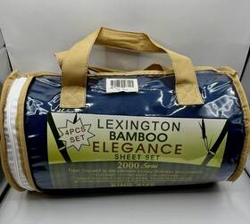 Lexington Bamboo 841739103125 Elegance Navy 4 Piece Sheet Set 2000 Series Size King
