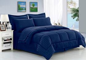 21rw-king-8pc Linen Wrinkle Resistant - Luxury Silky Soft Dobby Stripe Bed-in-a-bag 8-piece Co