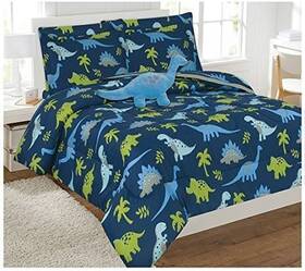 Linen Plus 445027434477 Comforter Set For Boys Dinosaur Dark Blue Green Grey New Full