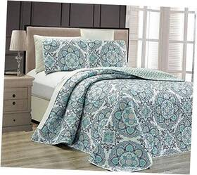 Linen Plus 665752435359 King/california King 3pc Reversible Oversized King/cal Blue