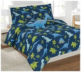 Linen Plus 665752466926 Comforter Set For Boys Dinosaur Dark Blue Green Grey New Full