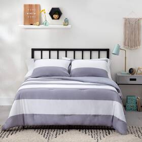 Ls90qqrsgrmico Linenspa Queen Down Alternative Comforter Set Microfiber Reversible Gray White