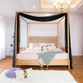 Linentalks Asisa Black 256 Canopy Bed Curtains For King And California Luxury Shee