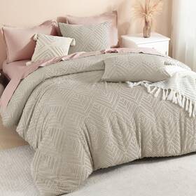 Litanika 313110896877 Comforter King Size Set Oatmeal 3 Pieces Boho Tufted Farmhouse Beddin