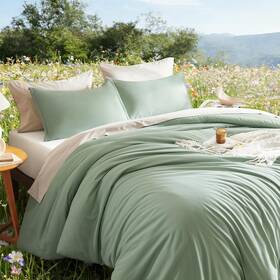 Litanika 445025134164 Queen Comforter Set Sage Green 3 Pieces Lightweight Comforters S