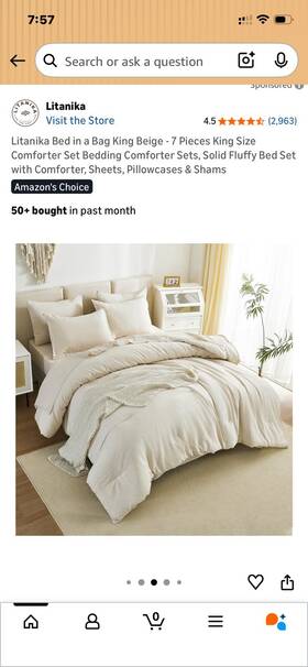 Litanika 744759287212 Bed In A Bag King Beige- 7 Pieces Size Comforter Set Bedding Sets
