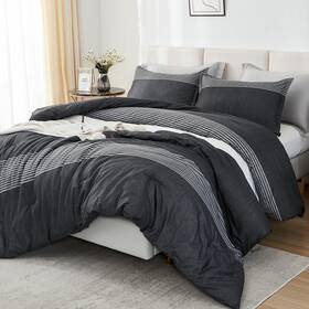 B09jnmpn4p Litanika Full Comforter Set Black White Grey 3 Pc Lightweight Bedding All-season