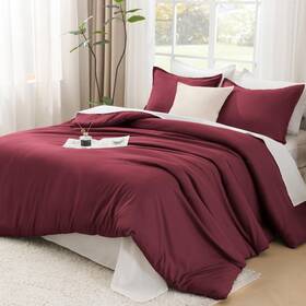 B0cdwrx6q1 Litanika Burgundy Red Comforter Set Twin/twin Xl Size 2 Pieces All Season Lightw