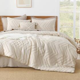 B0d73mxxlf Litanika Oversized King Comforter Set 120x98 Beige 3-piece Chevron Tufted Quilt