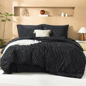 B0dyv9p5f5 Litanika Super King Plus Comforter Set With Sheets Black - 7pc Bed In A Bag Boho T
