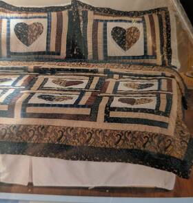 Jl-365 Livingquarters Living Quarters Hearts Quilt Queen With 2 Shams Country New 86 Inch