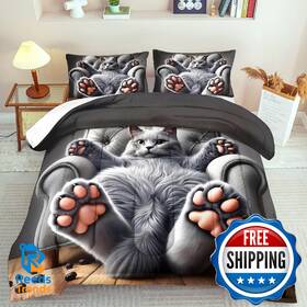 B0fg2nzmgq Llyxsesty Cute Cat Comforter Set Twin Grey Kawaii Bedding Adult Ani