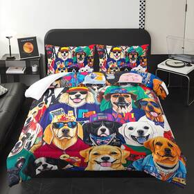 B0fvlmbhqd Lneffble Colorful Cartoon Anime Dog Comforter Set Full For Kids Beddin