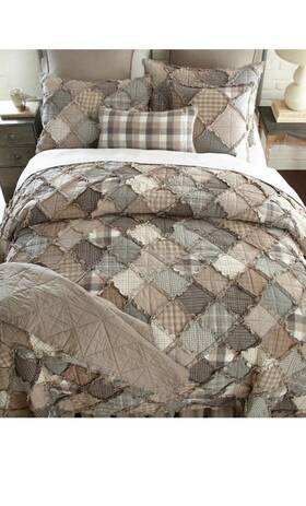 Dsl-q-8380g Lodge Donna Sharp Smoky Mountain Rag Quilt King Country Farmhouse Rustic Patchwork